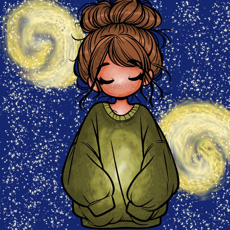 girl with baggy sweatshirt and messy bun