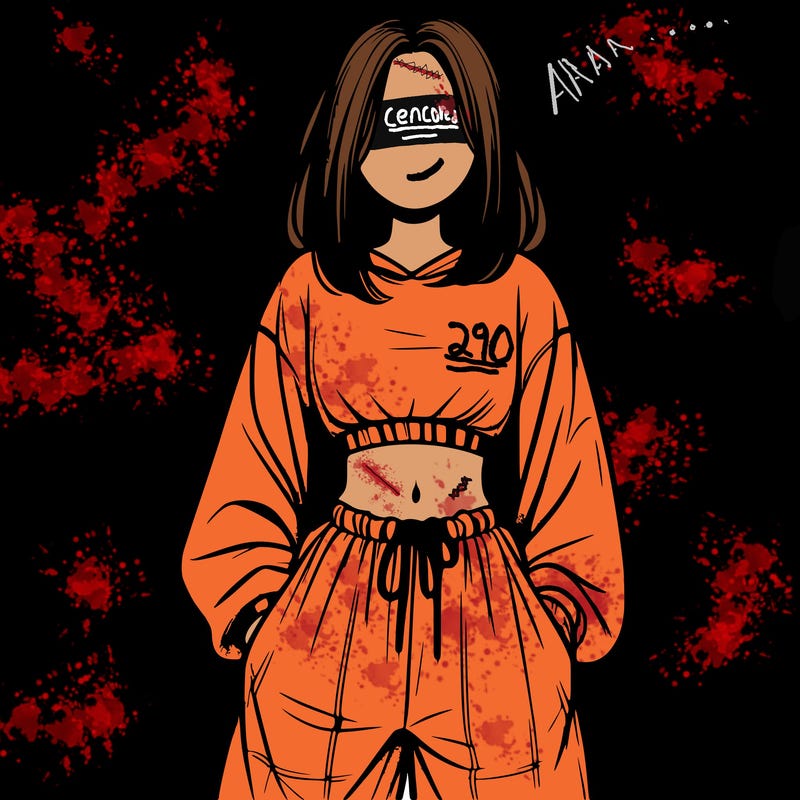 realistic girl faceless with baggy pants and a crop top