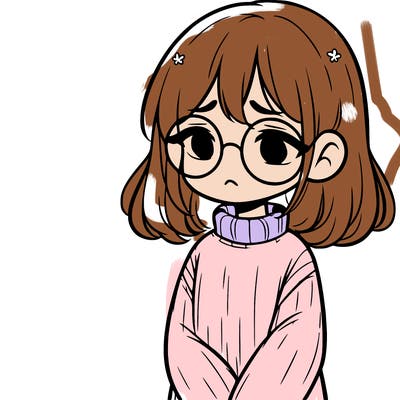 sad girl with glasses in a sweater