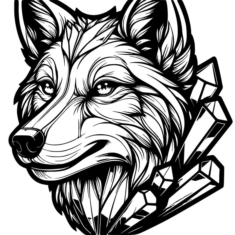 realistic crystal wolf face