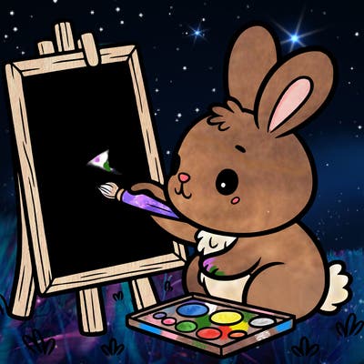 rabbit painting a picture
