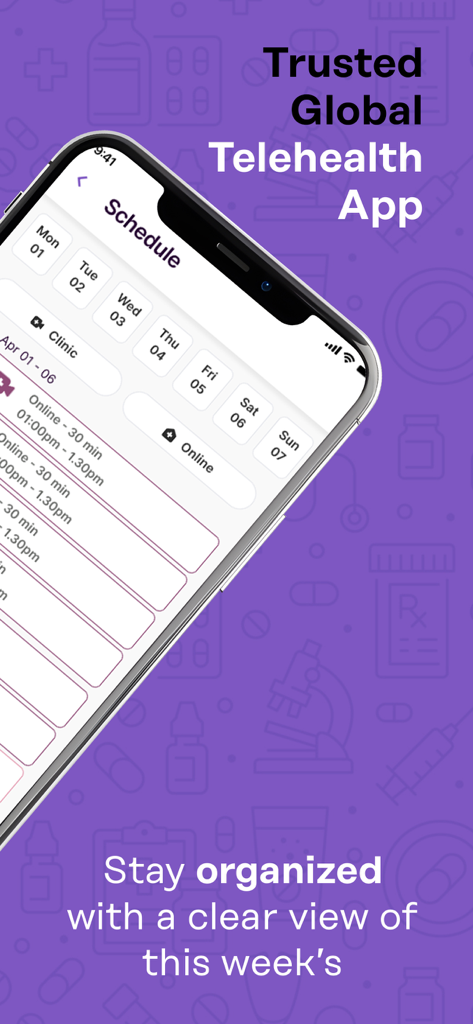 MediMan Doctor - Weekly appointment schedule interface on the MediMan Doctor telehealth app
