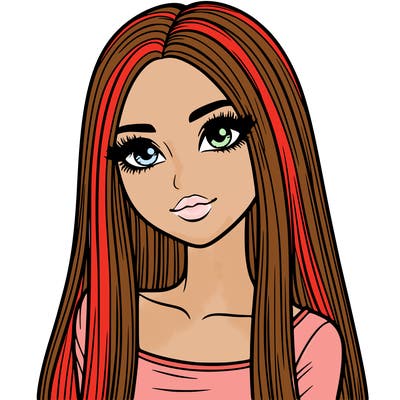 realistic girl with straight and long hair