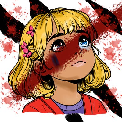 realistic girl looking up