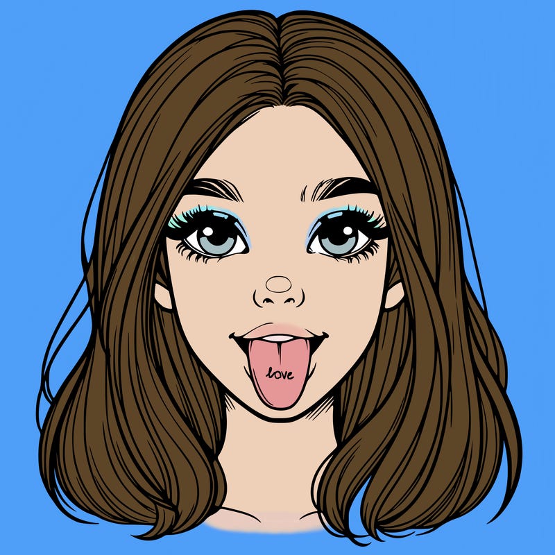 realistic girl with her tongue out