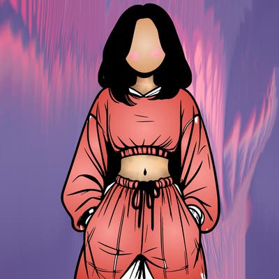 realistic girl faceless with baggy pants and a crop top