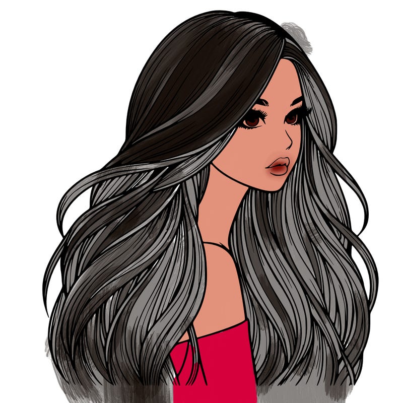 realistic girl with long realistic hair