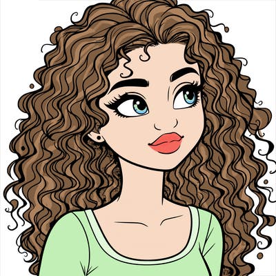 realistic girl with curly hair