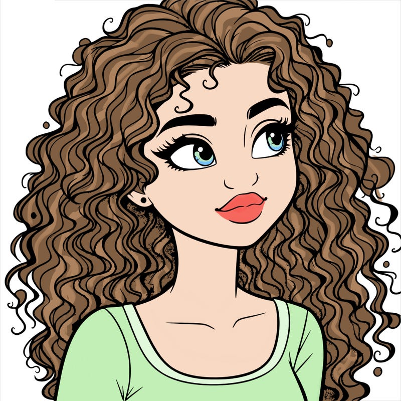 realistic girl with curly hair