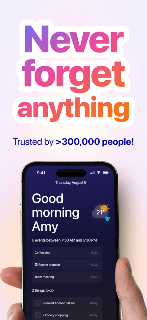 Hero Assistant app interface on a smartphone screen showing a personalized daily schedule and to-do list