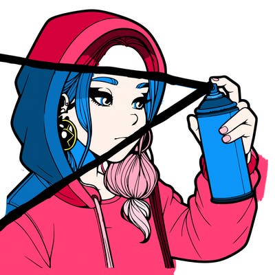 a realistic girl, spray painting