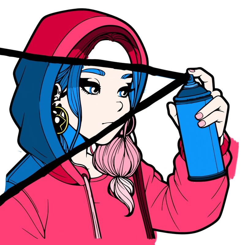 a realistic girl, spray painting