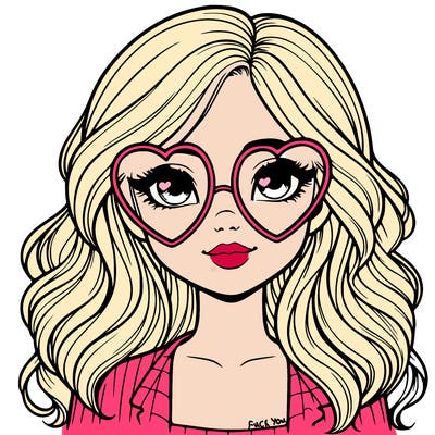 realistic girl wearing heart shaped glasses