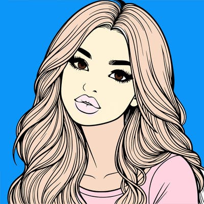 realistic girl with hair on her hair and lips