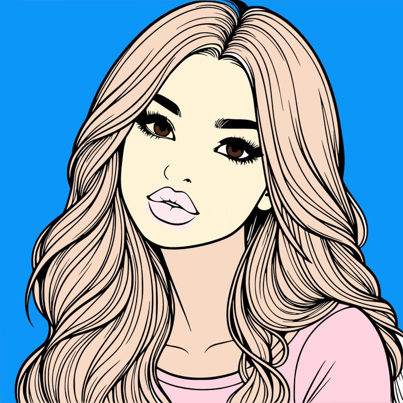 realistic girl with hair on her hair and lips