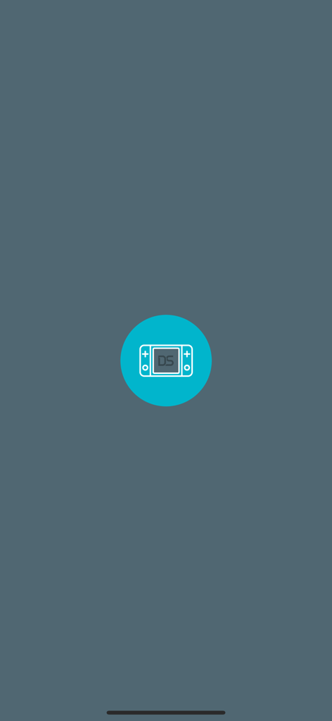 DS App - Digital Sync Gamepad - Pantalla de bienvenida de DS App que muestra un círculo turquesa con un icono de gamepad de mano sobre un fondo oscuro.