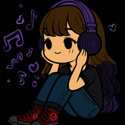 a girl sitting there listening to music