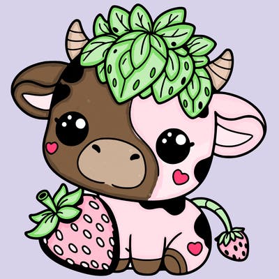 cute strawberry cow