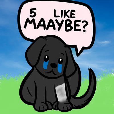 a puppy that says 5 like maybe