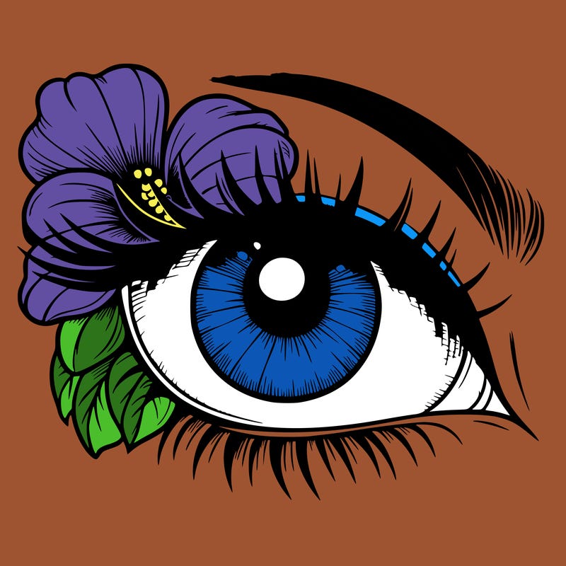 realistic eye with flower