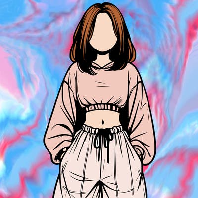 realistic girl faceless with baggy pants and a crop top