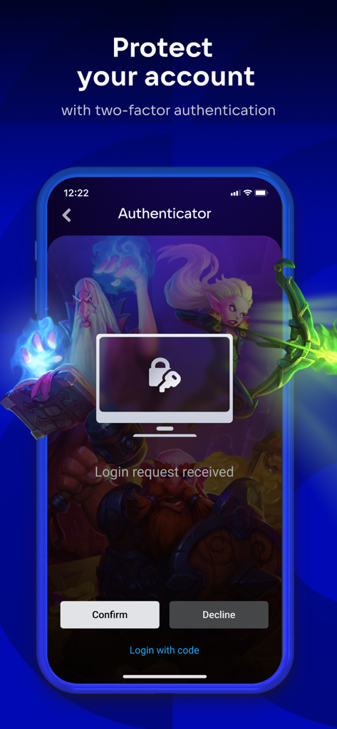 VK Play App - VK Play app screen showing two-factor authentication for account protection