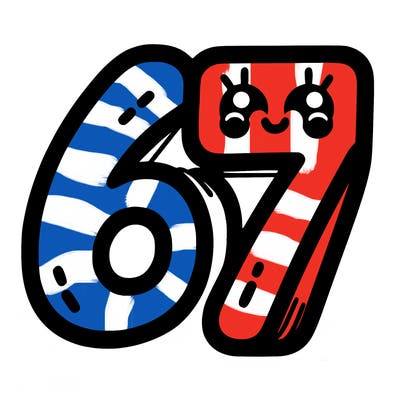 the numbers 67