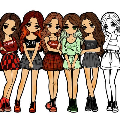 a group of girls realistic