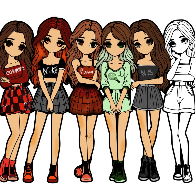 a group of girls realistic