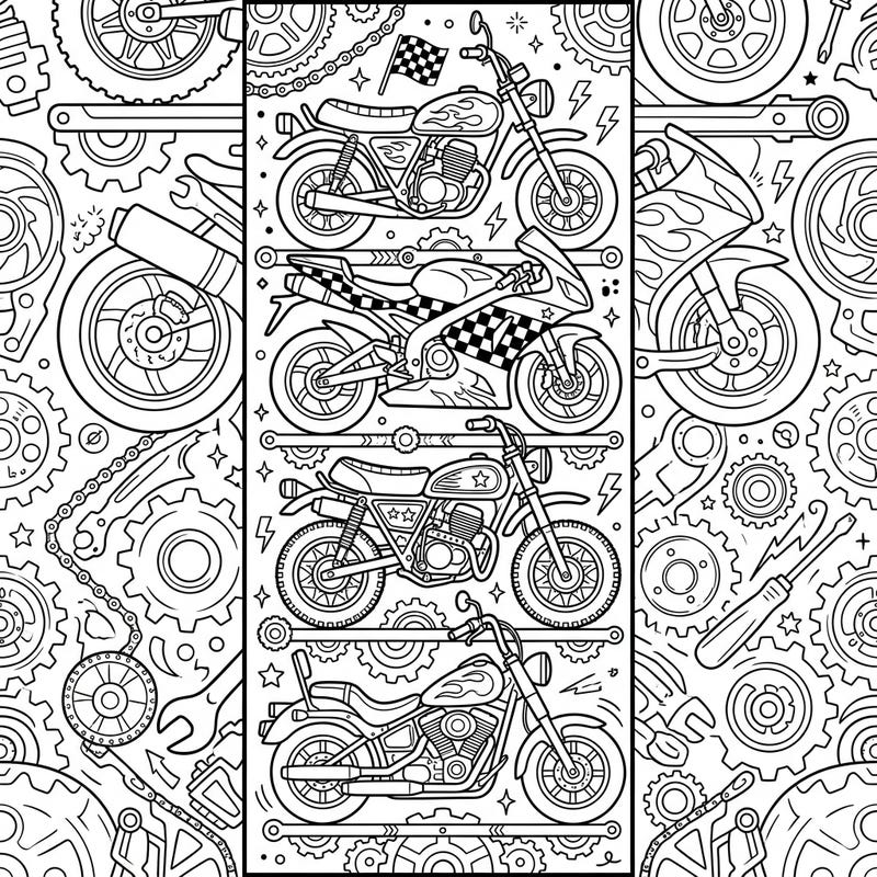 Ignite your passion for two-wheelers with this exciting mini-motorcycle bookmark coloring page. Perfect for marking your favorite books, this design offers intricate details for a rewarding coloring experience.
