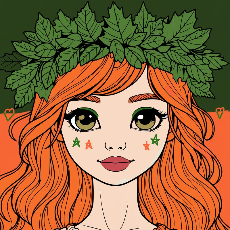 realistic girl with fall leaf crown