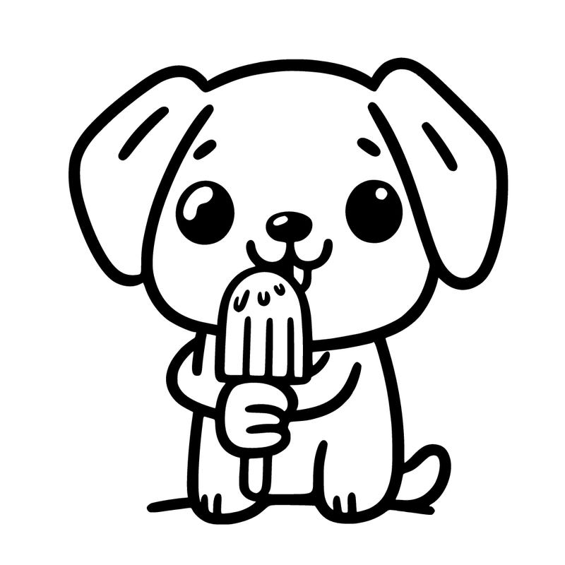 dog holding a popsicle