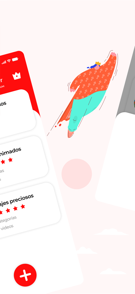 Ticky Player app interface with playlist categories and an artistic character illustration