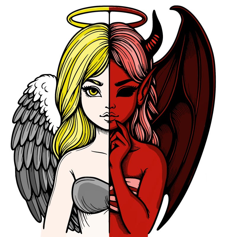 realistic angel half demon