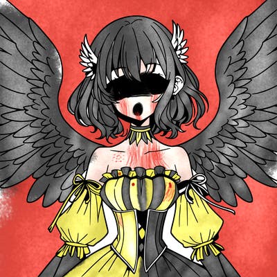 manga woman with large wings
