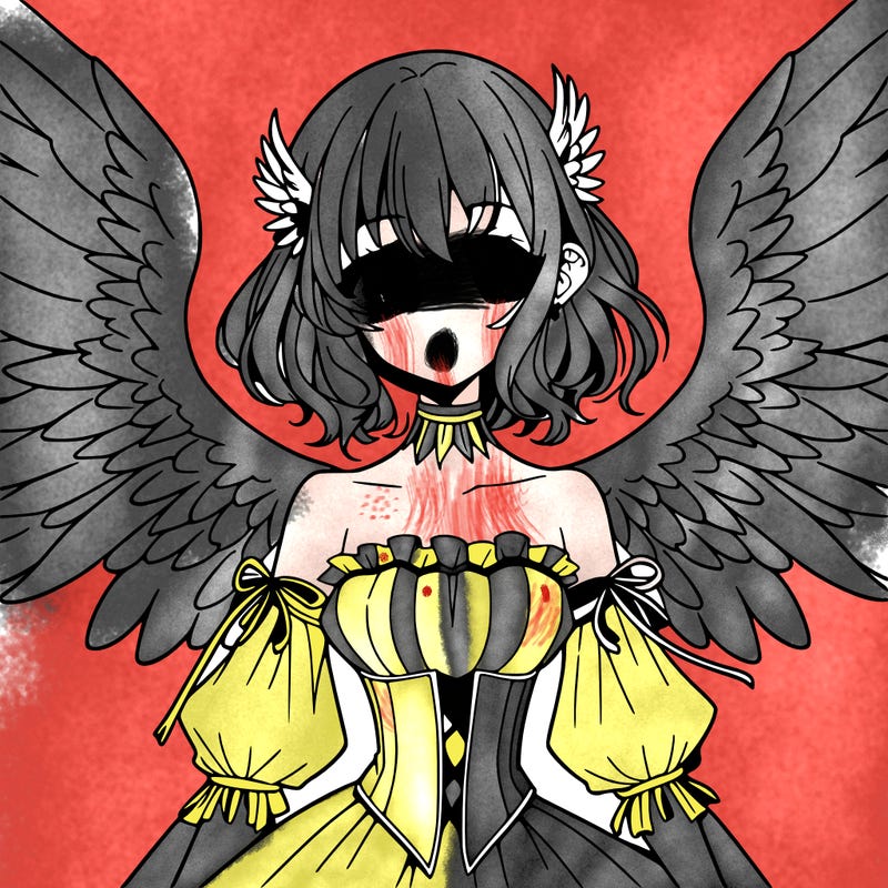 manga woman with large wings