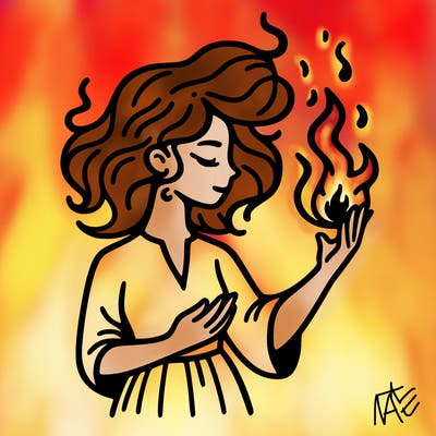 woman with fire
