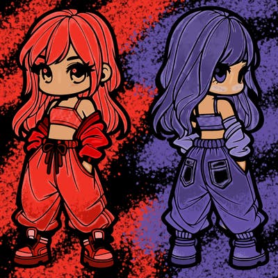 girl in crop top and baggy pants