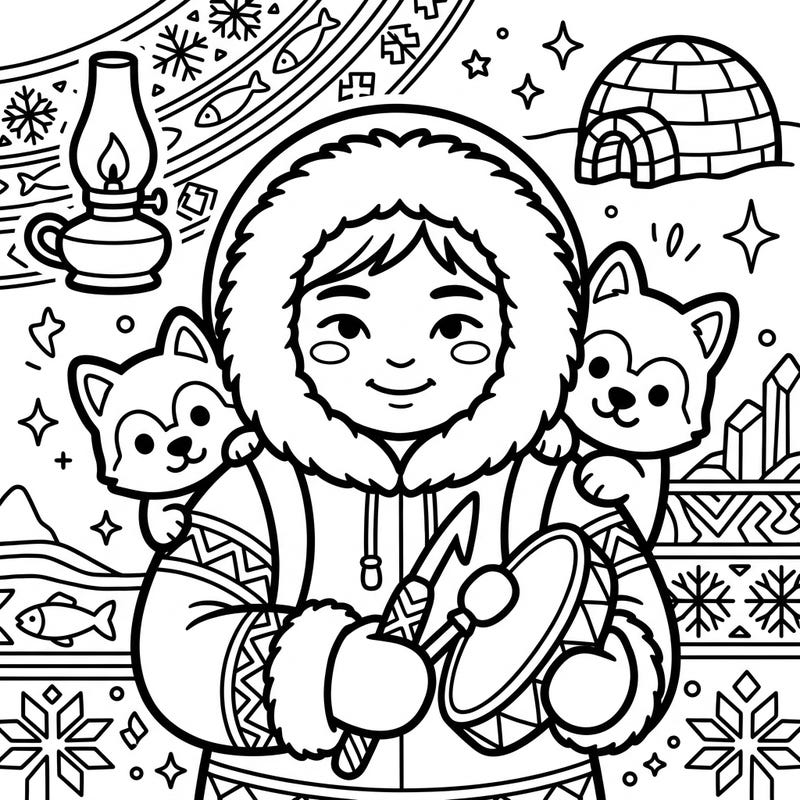8 Inuit Portraits Coloring Pages - Free Printable Fun — Color Pop