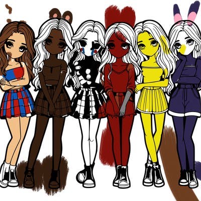 a group of girls realistic