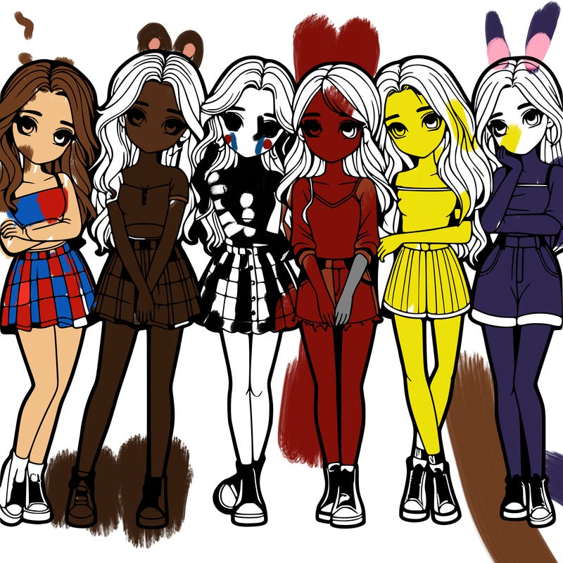 a group of girls realistic