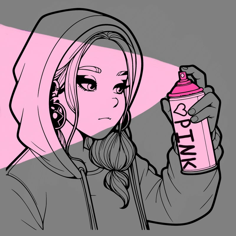 a realistic girl, spray painting