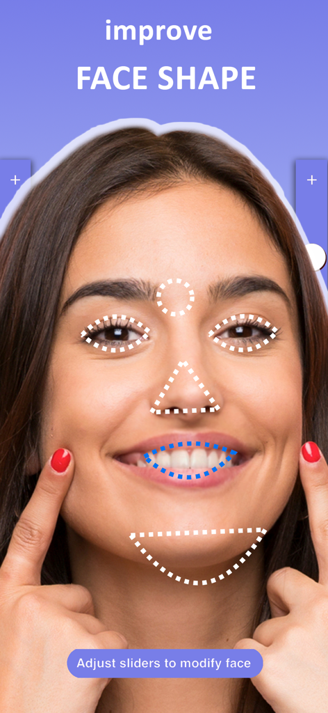 顔の形を改善するために顔の特徴をマッピングするアプリインターフェース