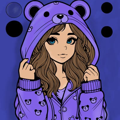 realistic girl in a animal pjs hoodie
