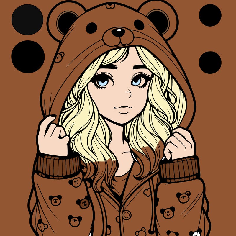realistic girl in a animal pjs hoodie