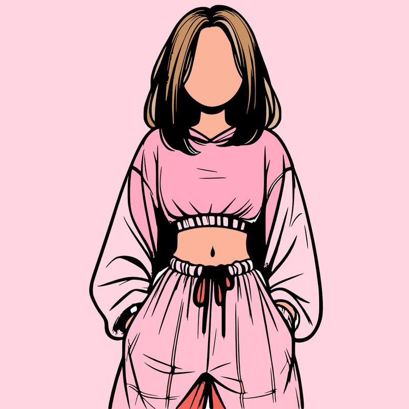realistic girl faceless with baggy pants and a crop top