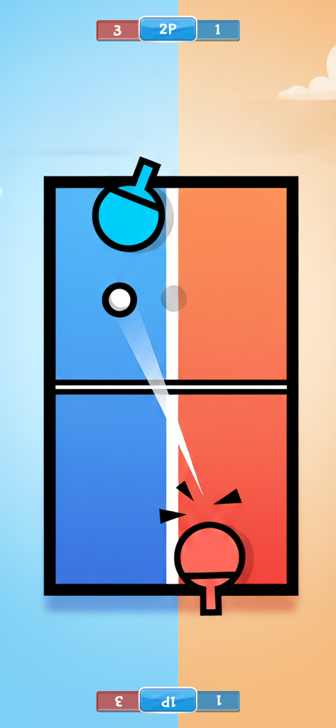 Two player table tennis mini game with split screen controls