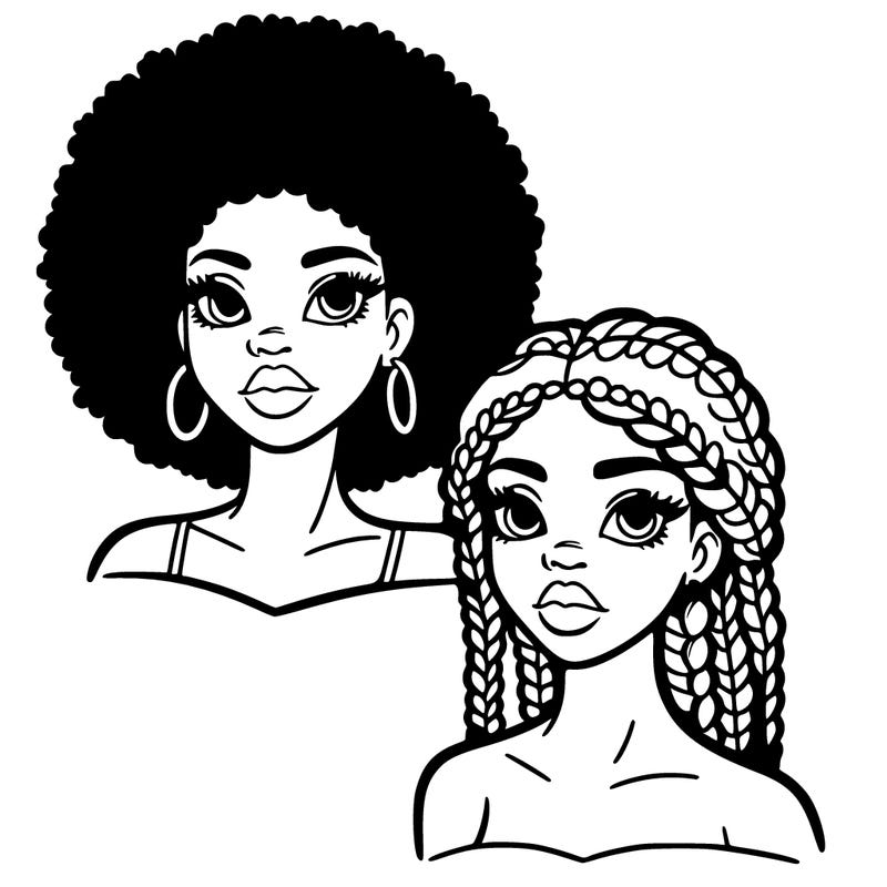 a black woman with an afro and a black woman with braids