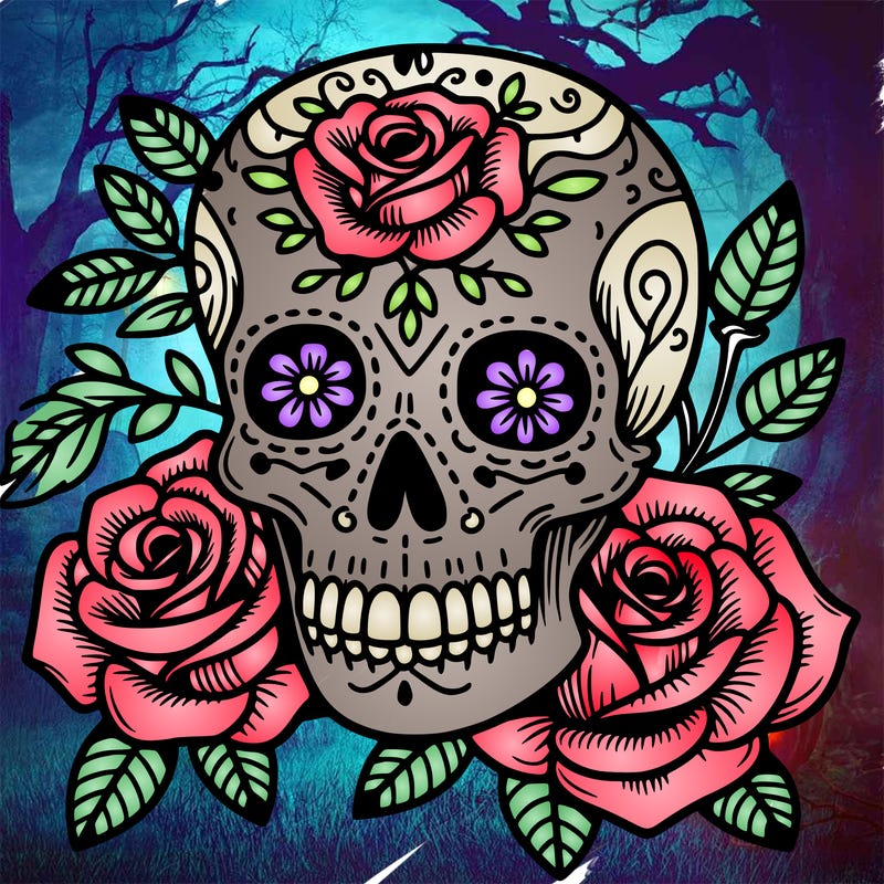 skull with roses
