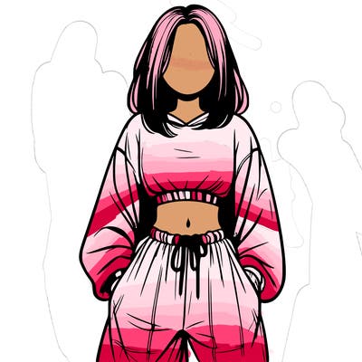 realistic girl faceless with baggy pants and a crop top